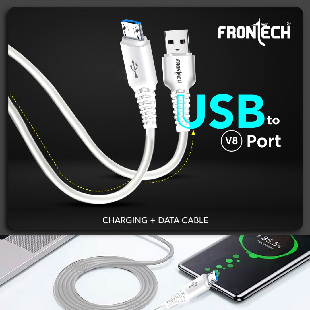 Frontech 12W Fast Charging 1M Braided USB to V8 Cable | Data Sync | Durable & Versatile (1021) Frontech 12W Fast Charging 1M Braided USB to V8 Cable | Data Sync | Durable & Versatile (1021)